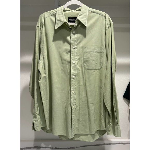 Eddie Bauer Green Khaki Button-Down Long Sleeve Size Large - Picture 1 of 7